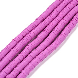 Honeyhandy Handmade Polymer Clay Beads Strands, for DIY Jewelry Crafts Supplies, Heishi Beads, Disc/Flat Round, Orchid, 6x0.5~1mm, Hole: 1.8mm, about 290~320pcs/strand, 15.75 inch~16.14 inch(40~41cm)