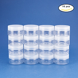 BENECREAT 16 Pack 4oz(120ml) Slime Storage Favor Jars Clear empty wide-mouth plastic containers with clear lids for DIY slime making