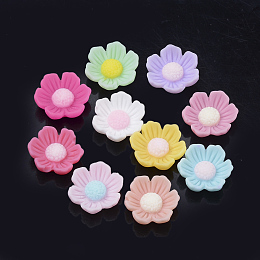 Honeyhandy Opaque Resin Cabochons, Flower, Mixed Color, 13x13x4.5mm