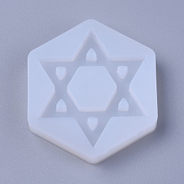 Honeyhandy Silicone Molds, Resin Casting Molds, For UV Resin, Epoxy Resin Jewelry Making, for Jewish, Hexagram with Star of David, White, 46x41x8mm, Inner Diameter: 48x33mm