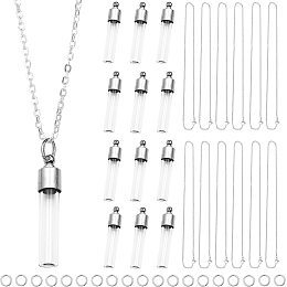 SUNNYCLUE 64PCS Vial Necklace Making Kit Hourglass Vial Pendants Handmade Clear Glass Screw Cap Bottle Charms Necklace Chain & Jump Rings for Beginners Adults DIY Necklace Jewellery Making