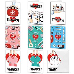 ARRICRAFT 9Pcs Thank You Cards Medical Worker Appreciation Series Greeting Cards Set Thank You Notes with Envelopes for Birthday Thanksgiving Wedding Baby Shower 15x10cm