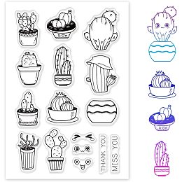 GLOBLELAND Cactus Clear Stamps Transparent Silicone Stamp Seal for Card Making Decoration and DIY Scrapbooking