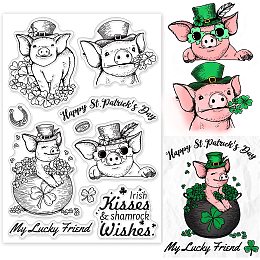 PandaHall Elite Saint Patrick's Day Stamp Silicone Stamps Pig Shamrock Pattern Transparent Seal Stamps Cute Clear Stamp Seal for Card Gift Box Invitations Scrapbook Decoration DIY Art Crafts Making