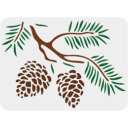 FINGERINSPIRE Pine Cone Stencil 11.7x8.3 inch Pine Cone Stencil Plastic Trees Pine Cones Painting Stencil Reusable Pine Pattern Stencils for Painting on Wood, Floor, Wall and Tile