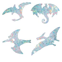 GORGECRAFT 16PCS Dinosaur Rainbow Static Window Clings Decal Anti Collision Glass Stickers Non Adhesive Vinyl Film Home Decorations for Sliding Doors Windows Prevent Stop Birds Dogs