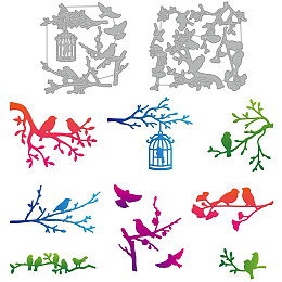 GLOBLELAND 10Pcs Spring Bird on Branches Cutting Dies Bird and Birdcage Birds Embossing Stencils Template for Card Scrapbooking and DIY Craft Album Paper Card Decor