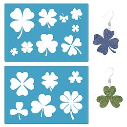 GORGECRAFT 2 Styles Patrick's Day Jewelry Shape Template Irish Shamrock Clover Reusable Leather Earrings Making Acrylic Cutouts Cutting Stencil for Necklace Jewelry Making DIY Crafts 5.12x3.54 Inch