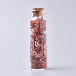 Honeyhandy Glass Wishing Bottle, For Pendant Decoration, with Natural Agate Chip Beads Inside and Cork Stopper, 22x71mm