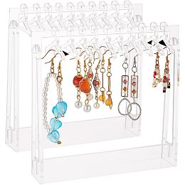 FINGERINSPIRE 2 Sets Mini Hangers Shape Earrings Display Holder Clear Acrylic Earrings Display Stand Ear Stud Display Rack Jewelry Earrings Organizer for Show, Retail, Photography Props