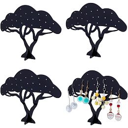 Acrylic Earring Display Organizer Stand 4 Pack Black Tree Shaped Hanging Jewelry Display Holder Pegboard Rack for Stud Earrings Women Jewelry Display Storage 1.39 x 5.94 x 4.52 Inches