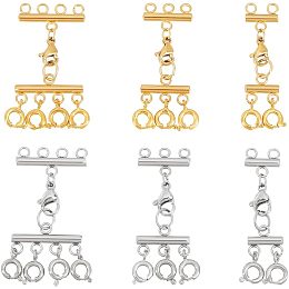 UNICRAFTALE 6Pcs 2 Colors 3 Styles Jewelry Clasps Kit Stainless Steel Lobster Claw Clasps Multi-Strand Lock Clasp Necklace Connector for Multiple Necklace Layering Clasps