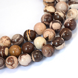 Honeyhandy Natural Zebra Jasper Round Bead Strands, 6~6.5mm, Hole: 1mm, about 63pcs/strand, 15.5 inch