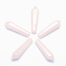 Honeyhandy Natural Rose Quartz Pointed Beads, Bullet, Undrilled/No Hole Beads, 30.5x9x8mm