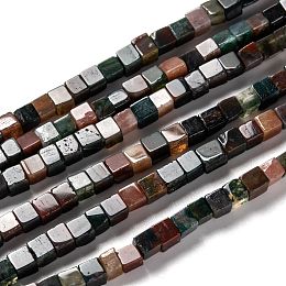 Honeyhandy Natural Indian Agate Beads Strands, Cube, 4~5x4~5mm, Hole: 1mm, about 90pcs/strand, 15.04 inch(38.2~38.6cm)