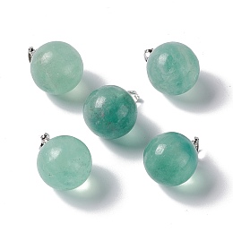 Honeyhandy Natural Fluorite Pendants, with Platinum Tone Brass Findings, Round Charm, 22x18mm, Hole: 3x6mm