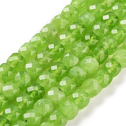 Natural White Jade Beads Strands, Faceted, Dyed, Cube, Green Yellow, 7x8x7mm, Hole: 1mm, about 47~48pcs/strand, 13.35~13.46''(33.9~34.2cm)