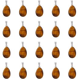 20pcs Tiger Eye Drop Stone Charms Rock Necklace Accessories Teardrop Gemstone Pendants The Water Drop Chakra Pendant for Bracelets, Earrings and Necklaces Making