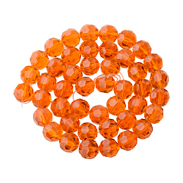 PandaHall Elite Faceted Round Imitation Austrian Crystal Bead Strands, Grade AAA, Orange, 8mm, Hole: 1mm; about 50pcs/strand, 15.7"