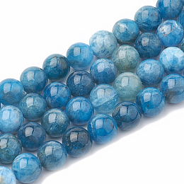 Honeyhandy Natural Apatite Beads Strands, Round, 10mm, Hole: 1mm, about 37~38pcs/strand, 14.96~15.35 inch(38~39cm)