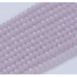 Honeyhandy Opaque Solid Color Glass Bead Strands, Imitation Jade, Faceted, Rondelle, Thistle, 3x2mm, Hole: 0.8mm, about 185~190pcs/strand, 14.9~17.3 inch(38~44cm)