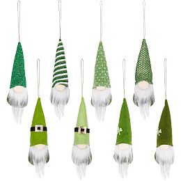 GLOBLELAND 8PCS 275mm St. Patrick's Day Gnomes Hanging for Ornaments Handmade Gnome Elf Ornaments Gnome Doll and Green Plaid Gnome Plush Elf Ornaments for St. Patrick's Day Tree Party Room Decor