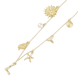 Bohemian Summer Beach Style 18K Gold Plated Shell Shape Initial Pendant Necklaces