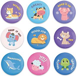 GLOBLELAND 9Pcs Animals Themed Pinback Buttons Tiger Sheep Cow Elephant Brooch Pins Button Badges for Adults Kids Men or Women, 2.3Inch, Mixed Color, Matte Surface