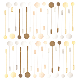 FINGERINSPIRE 40 Pcs 5 Colors Round Tray Brooch Pin Stick Brass Safety Pins Lapel Sticks with 10mm & 15mm Tray Brooch Pin Needle Suit Tie Hat Scarf Badge for DIY Costume Jewelry Making Accessories