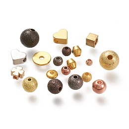 Honeyhandy Brass Spacer Beads, Mixed Color, 2.5~7.5x2.7~8x1~8mm, Hole: 1.2~2.8mm