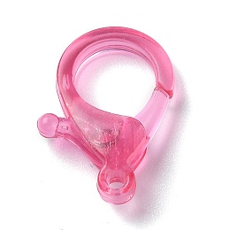 Honeyhandy Transparent Plastic Lobster CLaw Clasps, Fuchsia, 26x19x6mm, Hole: 2mm