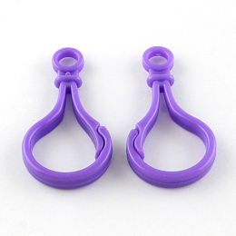 Honeyhandy Opaque Solid Color Bulb Shaped Plastic Push Gate Snap Keychain Clasp Findings, Dark Violet, 51x25x5.5mm, Hole: 6mm