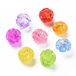 Honeyhandy Transparent Acrylic Beads, Flower, Mixed Color, 11x10.5x9.5mm, Hole: 3mm, about 980pcs/500g