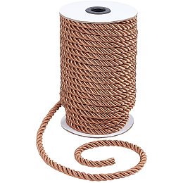 PandaHall Elite 8mm Twisted Cord Rope for Honor Cord, Craft Rope Cord Twisted Silk Ropes Decorative Rope Shiny Viscose Cording for Curtain Tieback, Upholstery, Christmas Garland, Handbags Handles, Khaki