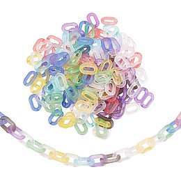 SUPERFINDINGS About 200Pcs 1.22x0.77x0.22Inch 10 Colors Acrylic Linking Rings Acrylic C-Clips Hooks Chain Quick Link Connectors for Jewelry Cable Chains Making