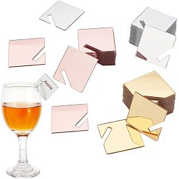 AHANDMAKER 60 Pcs 3 Colors Acrylic Square Drink Tags Party Drink Tag, Drink Markers Blank Acrylic Tags Mirror Acrylic Disc Drink Tag for Wedding Birthday Party Bar Wine Tasting Party Decoration