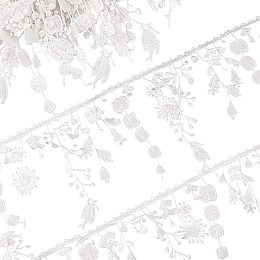 FINGERINSPIRE 5Yards White Lace Trim Bird and Leaf Shape Tassel Fringe Trim 3.54 Inch Inelastic Embroidery Lace Applique Craft for Sewing Making Jewelry Wrapping and Bridal Wedding Decorations