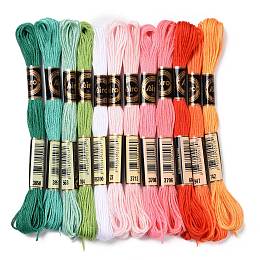 12 Skeins 12 Colors 6-Ply Polyester Embroidery Floss, Cross Stitch Threads, Summer Color Series, Mixed Color, 0.5mm, about 8.75 Yards(8m)/Skein, 12 skeins/set