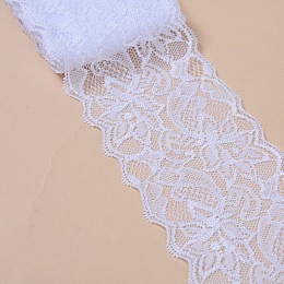 Honeyhandy Elastic Lace Trim, Lace Ribbon For Sewing Decoration, White, 80mm