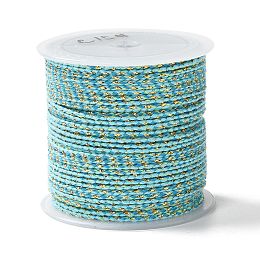 Honeyhandy 4-Ply Cotton Cord, Handmade Macrame Cotton Rope, with Gold Wire, for String Wall Hangings Plant Hanger, DIY Craft String Knitting, Pale Turquoise, 1.5mm, about 21.8 yards(20m)/roll