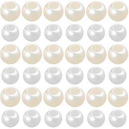 NBEADS 200 Pcs Acrylic European Beads, Imitation Pearl Large Hole European Beads Rondelle Spacer Beads for Jewelry Making