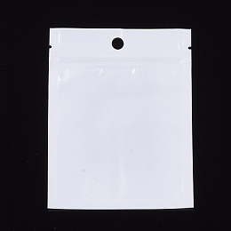 Honeyhandy Pearl Film Plastic Zip Lock Bags, Resealable Packaging Bags, with Hang Hole, Top Seal, Rectangle, White, 12x9cm, inner measure: 8.5x8cm