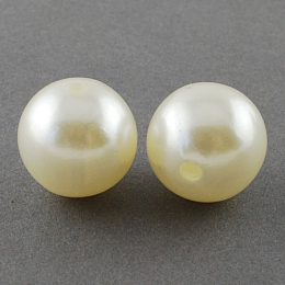 Honeyhandy Imitated Pearl Acrylic Beads, Round, Creamy White, 30mm, Hole: 3.5mm, about 35pcs/500g