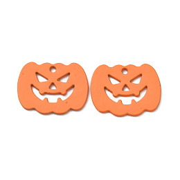 Halloween Alloy Pendants, Cadmium Free & Nickel Free & Lead Free, Pumpkin, Dark Orange, 14x18x1mm, Hole: 1.4mm