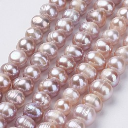 ARRICRAFT Natural Cultured Freshwater Pearl Beads Strands, Potato, Rosy Brown, 8~9x7~10mm, Hole: 0.5mm, about 47pcs/strand, 14.1 inches
