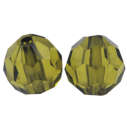 Honeyhandy Transparent Acrylic Beads, Faceted Round, Olive Drab, about 12mm in diameter, hole: 2mm, about 568pcs/500g