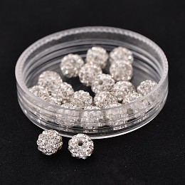 Honeyhandy Grade A Rhinestone Pave Disco Ball Beads, for Unisex Jewelry Making, Round, Crystal, PP7(1.35~1.4mm), 6mm, Hole: 0.8mm