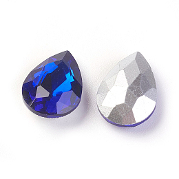 Honeyhandy Glass Pointed Back Rhinestone, Back Plated, Faceted, Teardrop, Royal Blue, 14x10x5mm