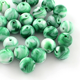 Honeyhandy Opaque Acrylic Beads, Round, Sea Green, 8mm, Hole: 1.5mm, about 1800pcs/500g