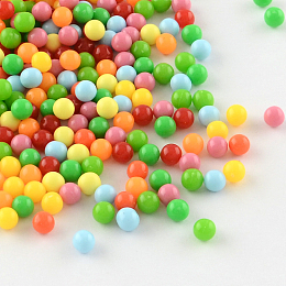 Round Acrylic Beads, Undrilled/No Hole Beads, Mixed Color, 4mm, about 10000pcs/bag